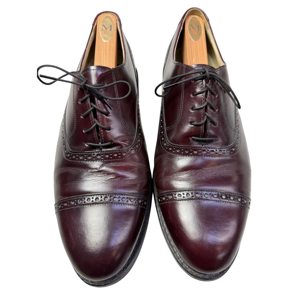 Bostonian Impression Mens 12 D/B Burgundy Leather Cap Toe Brogue‎ Oxfords USA
